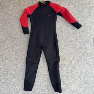 Dark Lightning Neoprene Youth Full Wetsuit 10 Black Red Back Zip Surf Kids